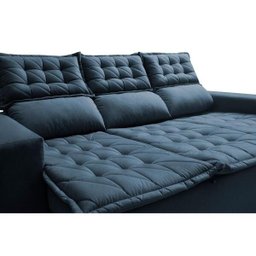 Sofá 3 Lugares Retrátil e Reclinável Cama Inbox Slim 2,00M Velusoft Azul - 4