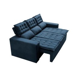 Sofá 3 Lugares Retrátil e Reclinável Cama Inbox Slim 2,00M Velusoft Azul - 8