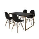 Ver imagem 7 de Mesa Jantar Industrial Retangular 137x90cm Preta Base Dourada com 4 Cadeiras Eames Eiffel Madeira Pr