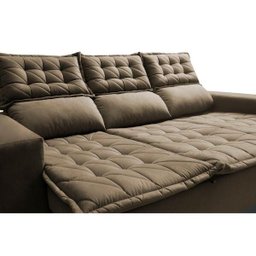Sofá 3 Lugares Retrátil e Reclinável Cama Inbox Slim 2,00M Velusoft Castor - 4