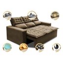 Ver imagem 3 de Sofá 3 Lugares Retrátil e Reclinável Cama Inbox Slim 2,00M Velusoft Castor