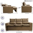 Ver imagem 2 de Sofá 3 Lugares Retrátil e Reclinável Cama Inbox Slim 2,00M Velusoft Castor