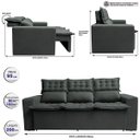 Ver imagem 2 de Sofá 3 Lugares Retrátil e Reclinável Cama Inbox Slim 2,00M Velusoft Cinza