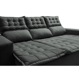 Sofá 3 Lugares Retrátil e Reclinável Cama Inbox Slim 2,00M Velusoft Cinza - 4