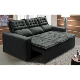 Sofá 3 Lugares Retrátil e Reclinável Cama Inbox Slim 2,00M Velusoft Cinza - 1