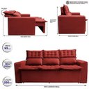 Ver imagem 2 de Sofá 3 Lugares Retrátil e Reclinável Cama Inbox Slim 2,00M Velusoft Vermelho