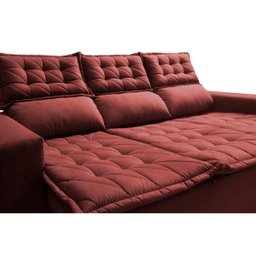 Sofá 3 Lugares Retrátil e Reclinável Cama Inbox Slim 2,00M Velusoft Vermelho - 4