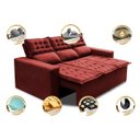 Ver imagem 3 de Sofá 3 Lugares Retrátil e Reclinável Cama Inbox Slim 2,00M Velusoft Vermelho