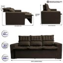 Ver imagem 2 de Sofá 3 Lugares Retrátil e Reclinável Cama Inbox Slim 2,00M Velusoft Café