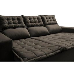 Sofá 3 Lugares Retrátil e Reclinável Cama Inbox Slim 2,00M Velusoft Café - 4