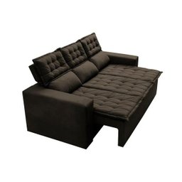 Sofá 3 Lugares Retrátil e Reclinável Cama Inbox Slim 2,00M Velusoft Café - 8
