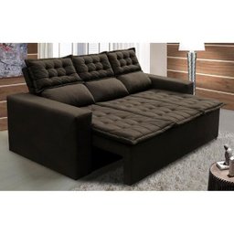 Sofá 3 Lugares Retrátil e Reclinável Cama Inbox Slim 2,00M Velusoft Café - 1