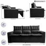 Sofá 3 Lugares Retrátil e Reclinável Cama Inbox Slim 2,00M Velusoft Preto - 2