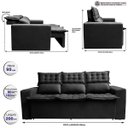 Ver imagem 2 de Sofá 3 Lugares Retrátil e Reclinável Cama Inbox Slim 2,00M Velusoft Preto