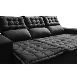 Sofá 3 Lugares Retrátil e Reclinável Cama Inbox Slim 2,00M Velusoft Preto - 4