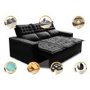 Ver imagem 3 de Sofá 3 Lugares Retrátil e Reclinável Cama Inbox Slim 2,00M Velusoft Preto