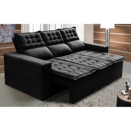 Sofá 3 Lugares Retrátil e Reclinável Cama Inbox Slim 2,00M Velusoft Preto - 1