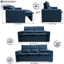 Ver imagem 3 de Conjunto de Sofá 3 e 2 Lugares Retrátil e Reclinável Cama Inbox Slim 2,00x1,50M Velusoft Azul