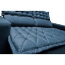 Ver imagem 2 de Conjunto de Sofá 3 e 2 Lugares Retrátil e Reclinável Cama Inbox Slim 2,00x1,50M Velusoft Azul