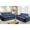Conjunto de Sofá 3 e 2 Lugares Retrátil e Reclinável Cama Inbox Slim 2,00x1,50M Velusoft Azul - 1