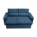 Ver imagem 5 de Conjunto de Sofá 3 e 2 Lugares Retrátil e Reclinável Cama Inbox Slim 2,00x1,50M Velusoft Azul