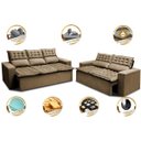 Ver imagem 4 de Conjunto de Sofá 3 e 2 Lugares Retrátil e Reclinável Cama Inbox Slim 2,00x1,50M Velusoft Castor