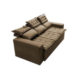 Conjunto de Sofá 3 e 2 Lugares Retrátil e Reclinável Cama Inbox Slim 2,00x1,50M Velusoft Castor - 7