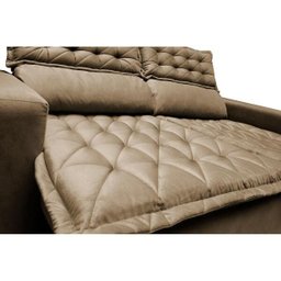Conjunto de Sofá 3 e 2 Lugares Retrátil e Reclinável Cama Inbox Slim 2,00x1,50M Velusoft Castor - 2