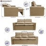 Conjunto de Sofá 3 e 2 Lugares Retrátil e Reclinável Cama Inbox Slim 2,00x1,50M Velusoft Bege - 3