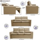 Ver imagem 3 de Conjunto de Sofá 3 e 2 Lugares Retrátil e Reclinável Cama Inbox Slim 2,00x1,50M Velusoft Bege
