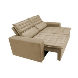 Conjunto de Sofá 3 e 2 Lugares Retrátil e Reclinável Cama Inbox Slim 2,00x1,50M Velusoft Bege - 8