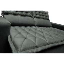 Conjunto de Sofá 3 e 2 Lugares Retrátil e Reclinável Cama Inbox Slim 2,00x1,50M Velusoft Cinza - 2