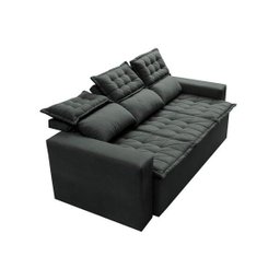 Conjunto de Sofá 3 e 2 Lugares Retrátil e Reclinável Cama Inbox Slim 2,00x1,50M Velusoft Cinza - 7