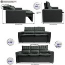 Ver imagem 3 de Conjunto de Sofá 3 e 2 Lugares Retrátil e Reclinável Cama Inbox Slim 2,00x1,50M Velusoft Cinza