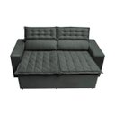 Ver imagem 5 de Conjunto de Sofá 3 e 2 Lugares Retrátil e Reclinável Cama Inbox Slim 2,00x1,50M Velusoft Cinza