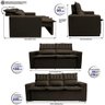 Conjunto de Sofá 3 e 2 Lugares Retrátil e Reclinável Cama Inbox Slim 2,00x1,50M Velusoft Café - 3