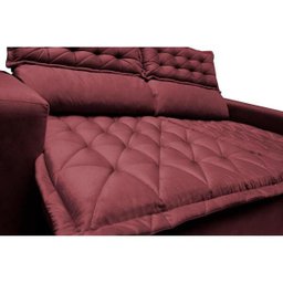 Conjunto de Sofá 3 e 2 Lugares Retrátil e Reclinável Cama Inbox Slim 2,00x1,50M Velusoft Vinho - 2