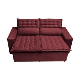 Conjunto de Sofá 3 e 2 Lugares Retrátil e Reclinável Cama Inbox Slim 2,00x1,50M Velusoft Vinho - 5
