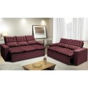 Ver imagem 1 de Conjunto de Sofá 3 e 2 Lugares Retrátil e Reclinável Cama Inbox Slim 2,00x1,50M Velusoft Vinho
