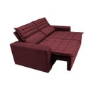 Ver mais imagens de Conjunto de Sofá 3 e 2 Lugares Retrátil e Reclinável Cama Inbox Slim 2,00x1,50M Velusoft Vinho