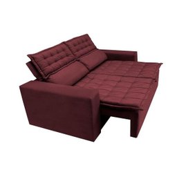 Conjunto de Sofá 3 e 2 Lugares Retrátil e Reclinável Cama Inbox Slim 2,00x1,50M Velusoft Vinho - 8