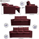 Ver imagem 3 de Conjunto de Sofá 3 e 2 Lugares Retrátil e Reclinável Cama Inbox Slim 2,00x1,50M Velusoft Vinho