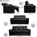 Ver imagem 6 de Conjunto de Sofá 3 e 2 Lugares Retrátil e Reclinável Cama Inbox Slim 2,00x1,50M Velusoft Preto
