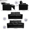 Conjunto de Sofá 3 e 2 Lugares Retrátil e Reclinável Cama Inbox Slim 2,00x1,50M Velusoft Preto - 6