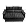 Conjunto de Sofá 3 e 2 Lugares Retrátil e Reclinável Cama Inbox Slim 2,00x1,50M Velusoft Preto - 8