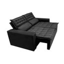 Ver imagem 4 de Conjunto de Sofá 3 e 2 Lugares Retrátil e Reclinável Cama Inbox Slim 2,00x1,50M Velusoft Preto