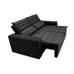 Conjunto de Sofá 3 e 2 Lugares Retrátil e Reclinável Cama Inbox Slim 2,00x1,50M Velusoft Preto - 4