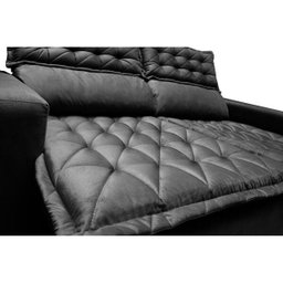 Conjunto de Sofá 3 e 2 Lugares Retrátil e Reclinável Cama Inbox Slim 2,00x1,50M Velusoft Preto - 5