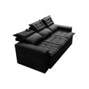Ver imagem 3 de Conjunto de Sofá 3 e 2 Lugares Retrátil e Reclinável Cama Inbox Slim 2,00x1,50M Velusoft Preto