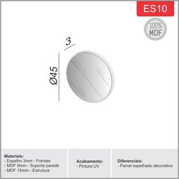 Painel Decorativo Redondo Espelhado 45cm Es10 Dalla Costa - Off White - 4